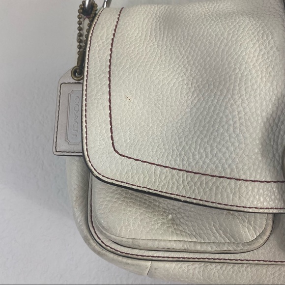 Coach Cream Leather Metal Ring Shoulder Flap Bag - Picture 6 of 14
